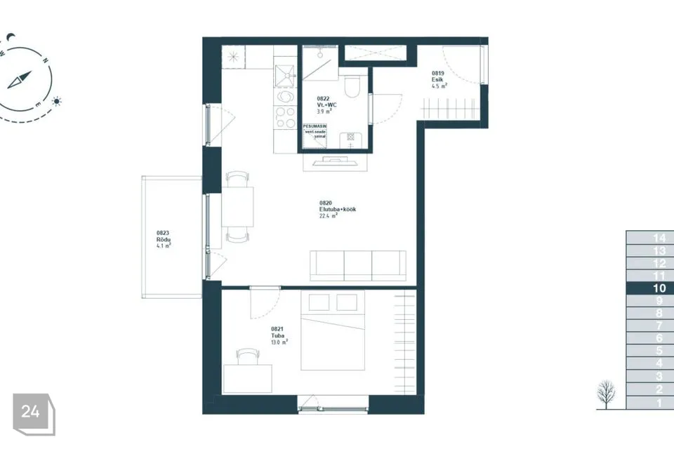 2-toaline Korter  -  Tallinn, Haabersti linnaosa - foto 2