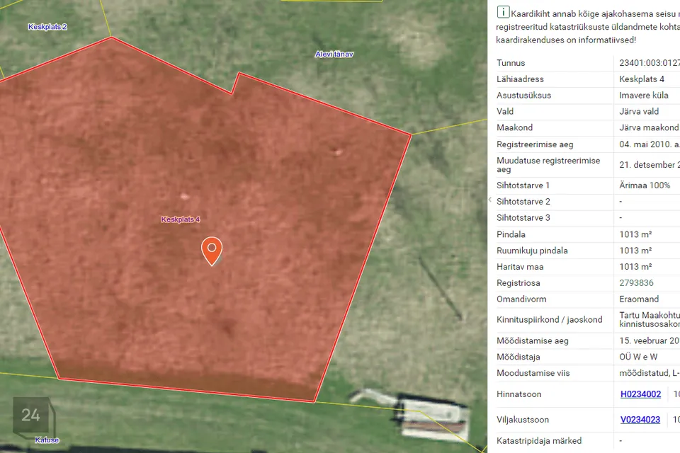 Земля коммерческого назначения, 1013 m² участок в Järva vald, Imavere küla