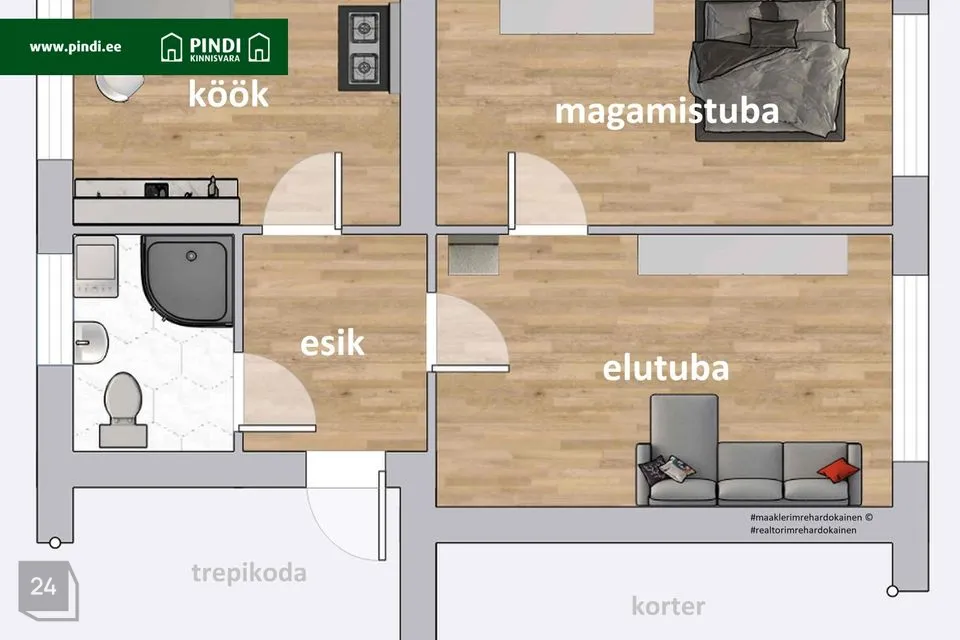 2-комнатная Квартира в Viru-Nigula vald, Viru-Nigula alevik - фото 2