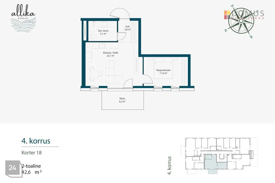 2-room apartment in Keila linn