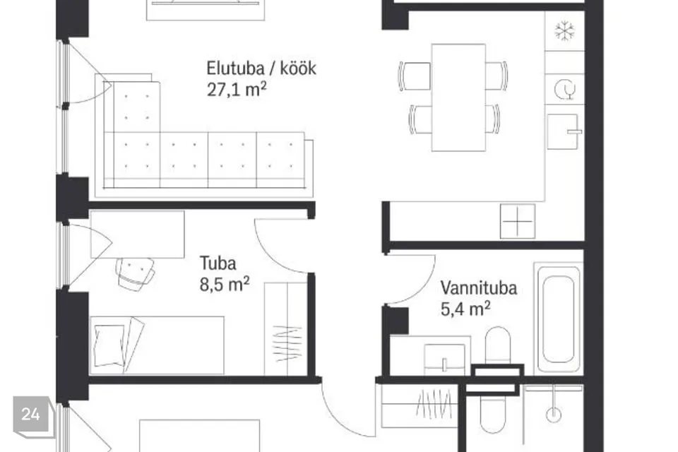 3-toaline Korter  -  Tallinn, Kristiine linnaosa - foto 4