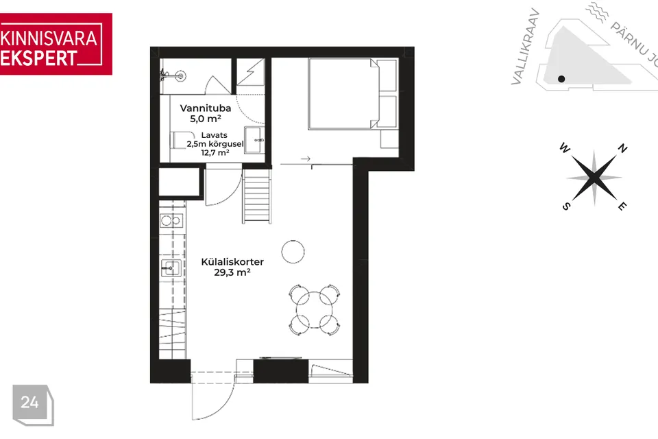 1-toaline Korter  -  Pärnu linn, Pärnu linn - foto 4