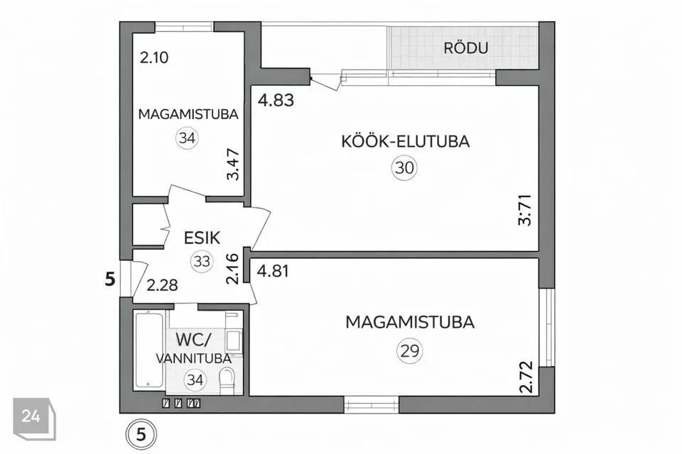3-room apartment in Haapsalu linn, Haapsalu linn - photo 2
