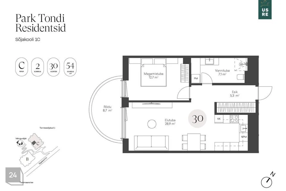 2-toaline Korter  -  Tallinn, Kristiine linnaosa - foto 2