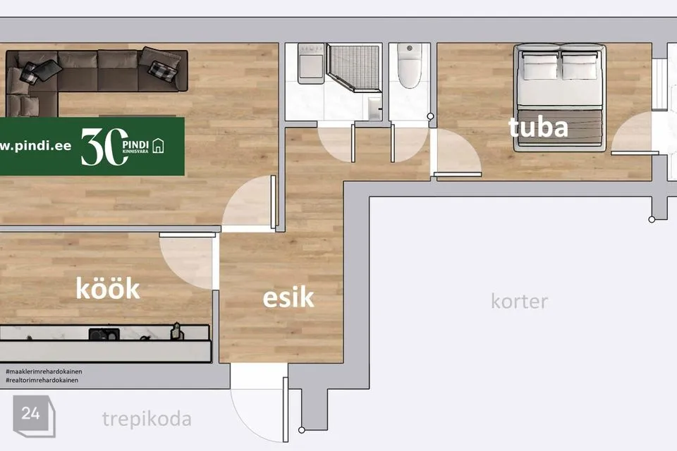 2-toaline Korter - Jõhvi vald, Jõhvi linn - foto 2