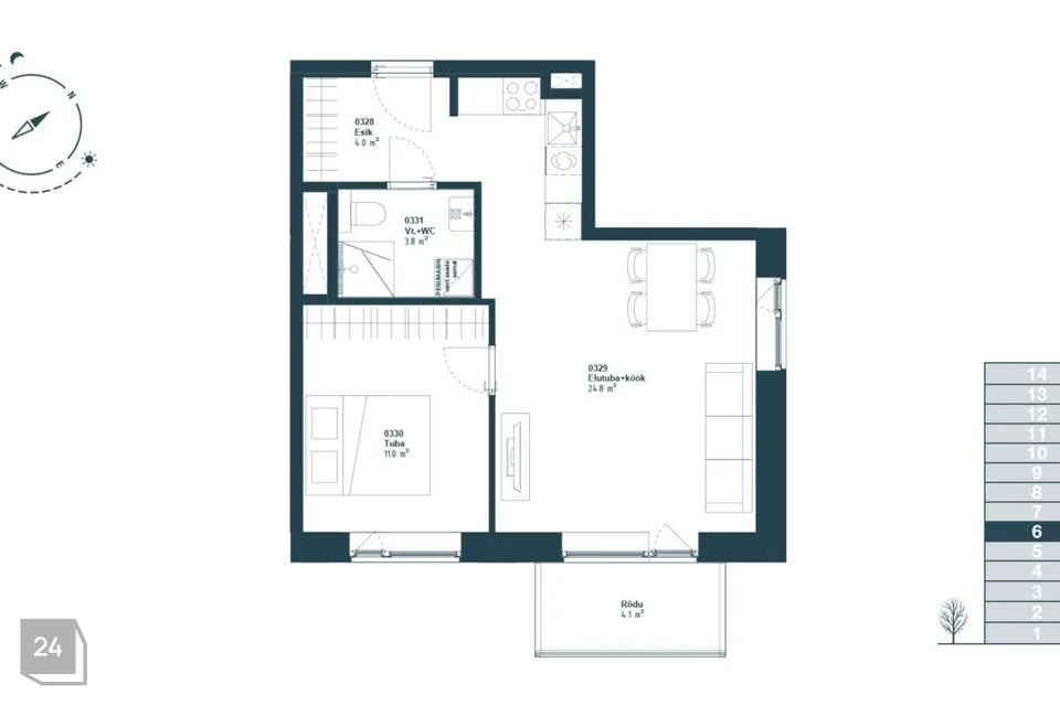 2-toaline Korter  -  Tallinn, Haabersti linnaosa - foto 2