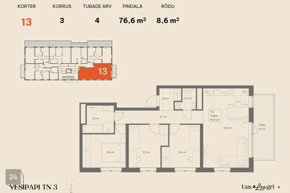4-toaline Korter  -  Saue vald, Laagri alevik - foto 2