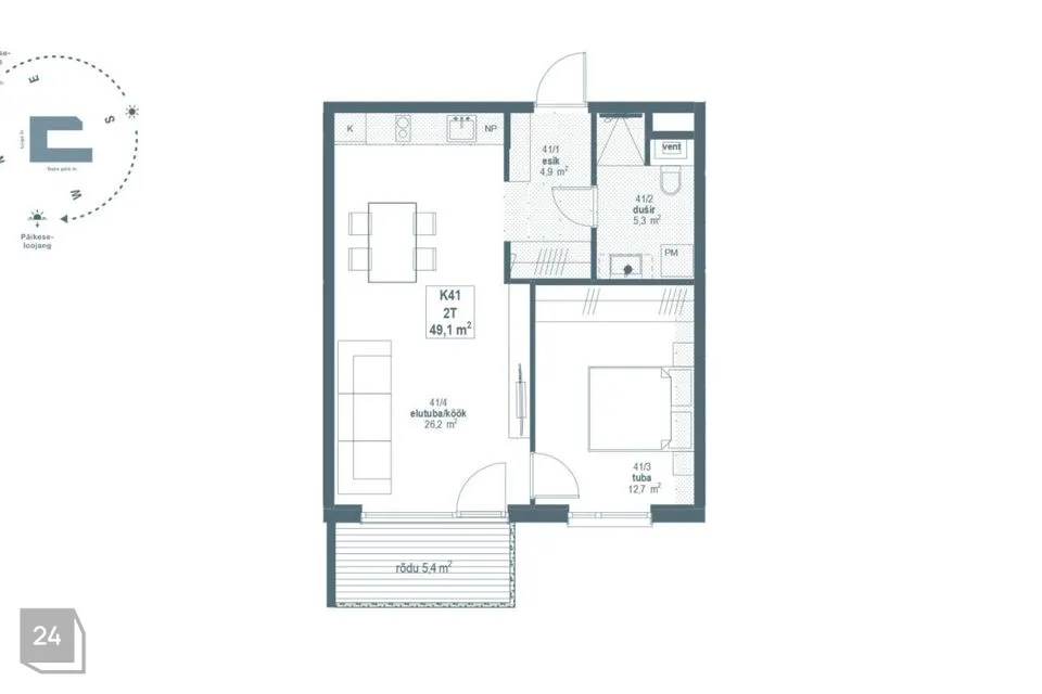 2-toaline Korter - Tallinn, Kristiine linnaosa - foto 2