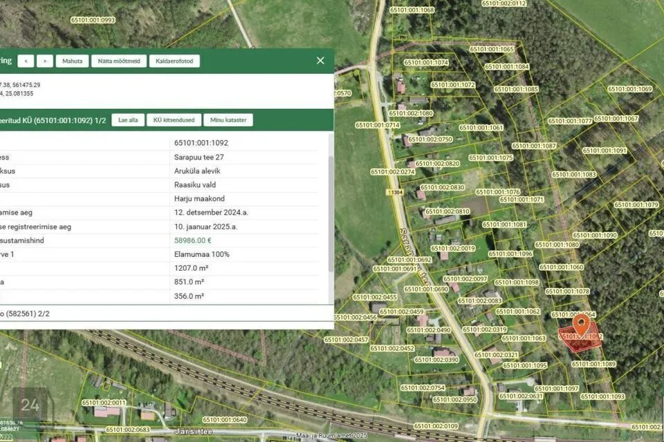 Земля жилой застройки, 1207 m² участок в Raasiku vald, Aruküla alevik - фото 4