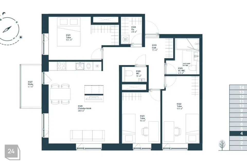 4-toaline Korter  -  Tallinn, Haabersti linnaosa - foto 2