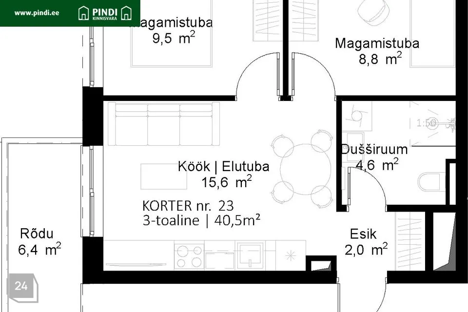 2-комнатная Квартира в Tartu vald, Raadi alev - фото 5