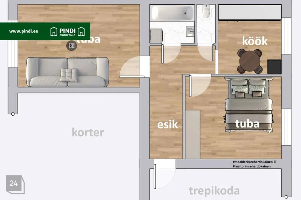 2-комнатная Квартира в Kohtla-Järve linn, Ahtme linnaosa - фото 3