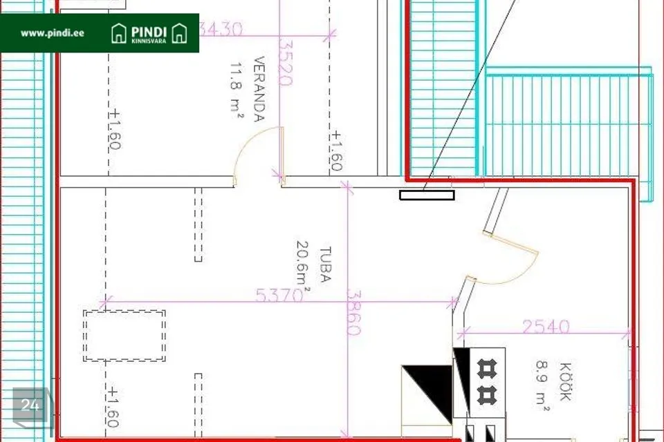 44 m² Korter  -  Pärnu linn, Pärnu linn - foto 3