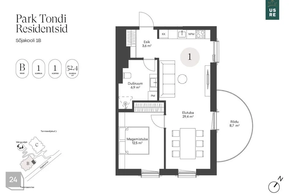 2-toaline Korter  -  Tallinn, Kristiine linnaosa - foto 2