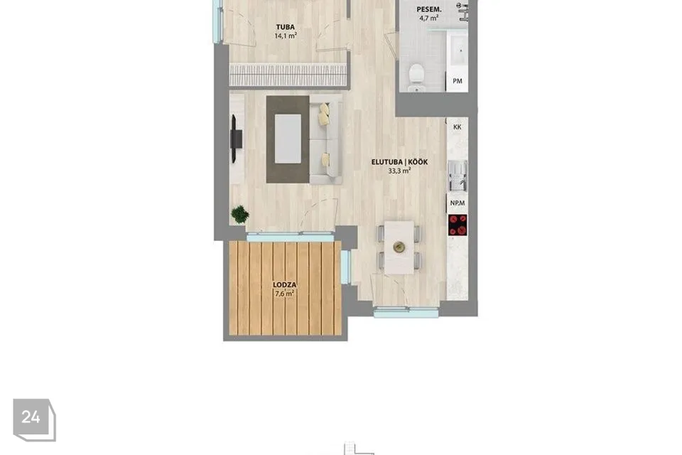 2-room apartment in Tartu vald, Raadi alev - photo 5