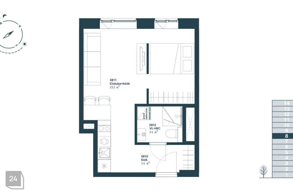 1-toaline Korter  -  Tallinn, Haabersti linnaosa - foto 2