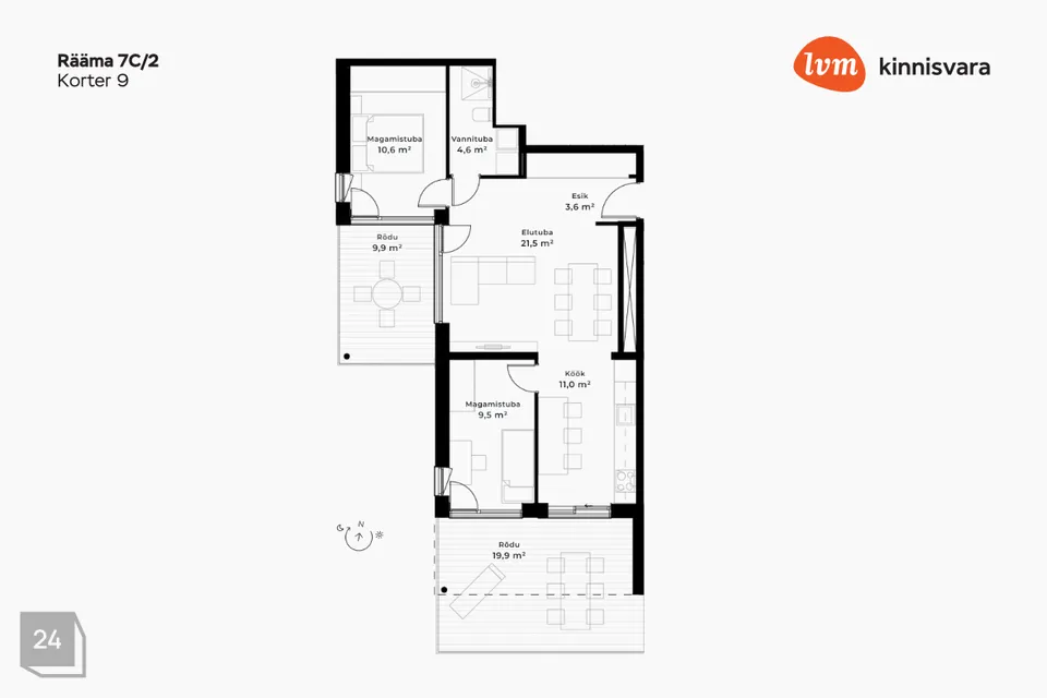 3-room apartment in Pärnu linn, Pärnu linn - photo 2