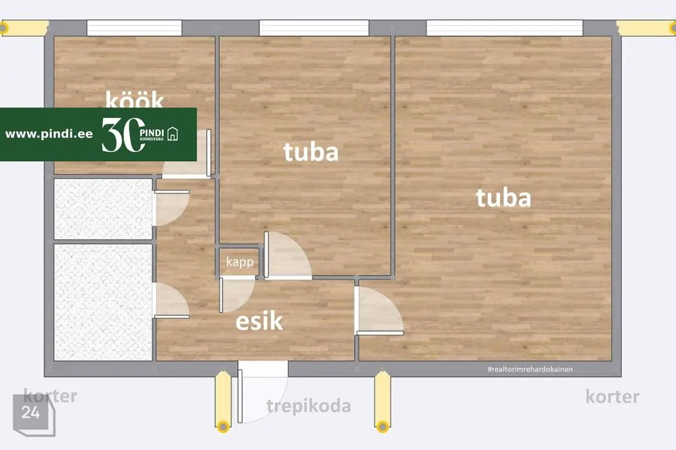 2-toaline Korter - Lüganuse vald, Kiviõli linn - foto 3