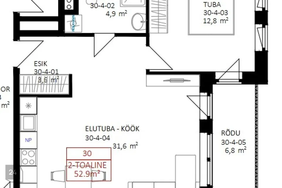 2-room apartment in Tallinn, Haabersti linnaosa