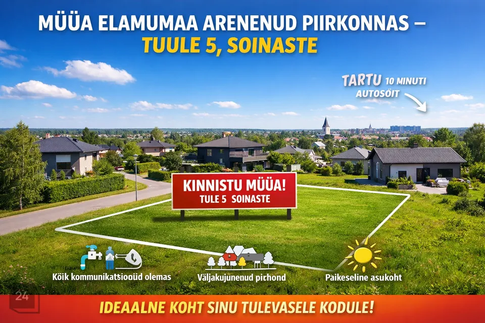 Земля жилой застройки, 1211 m² участок в Kambja vald, Soinaste küla