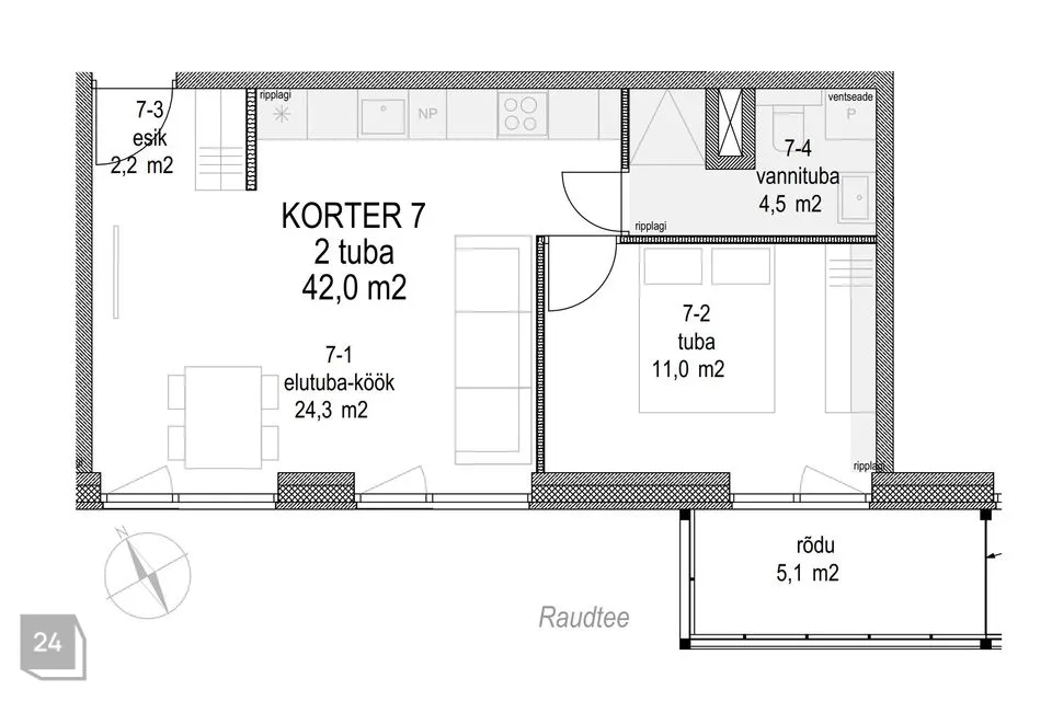 2-toaline Korter  -  Tallinn, Põhja-Tallinna linnaosa