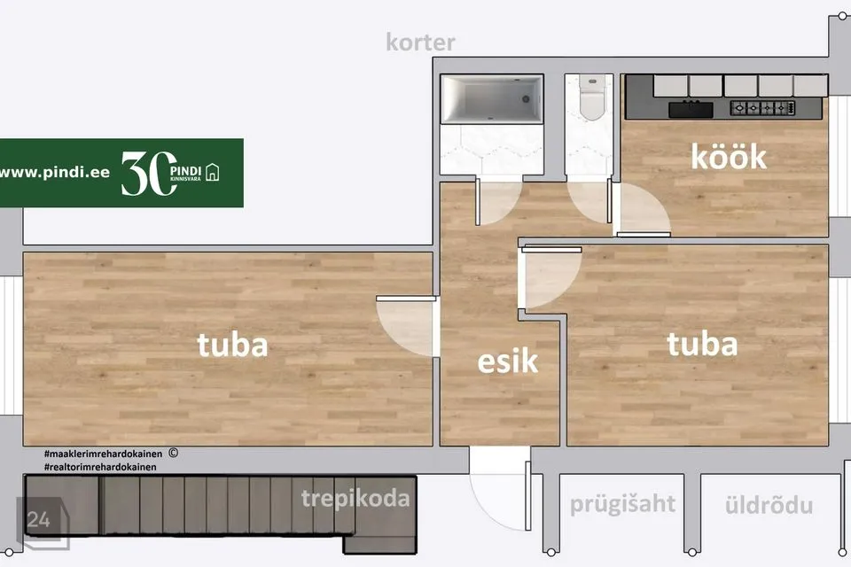 2-toaline Korter  -  Kohtla-Järve linn, Järve linnaosa - foto 2