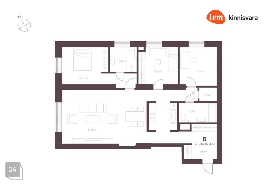 4-room apartment in Tallinn, Kesklinna linnaosa - photo 3