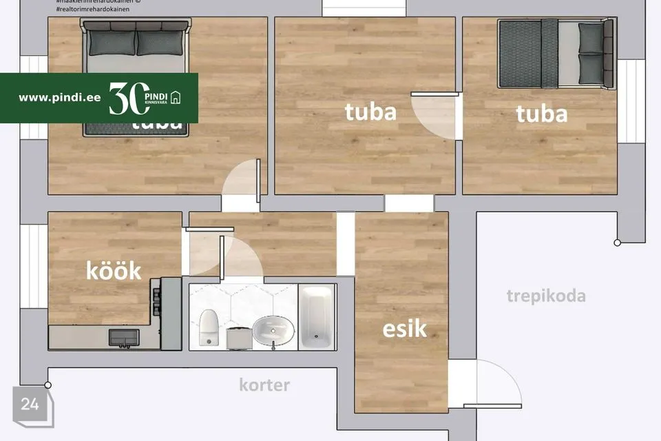 3-toaline Korter  -  Jõhvi vald, Jõhvi linn - foto 2