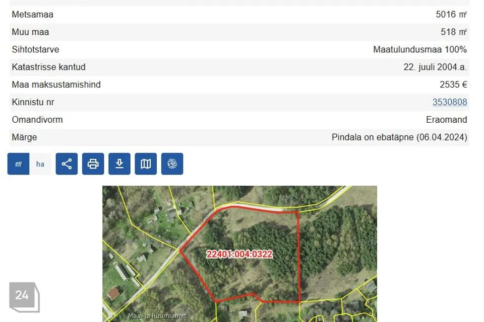 Maatulundusmaa, 13086 m² участок в Alutaguse vald, Kuru küla - фото 2