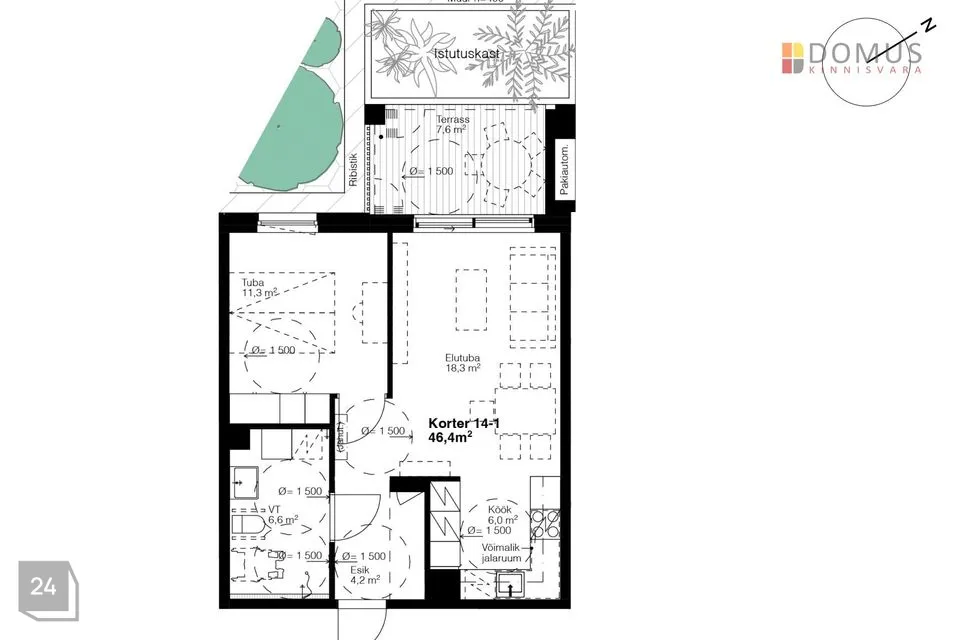 2-room apartment in Tartu vald, Raadi alev - photo 2