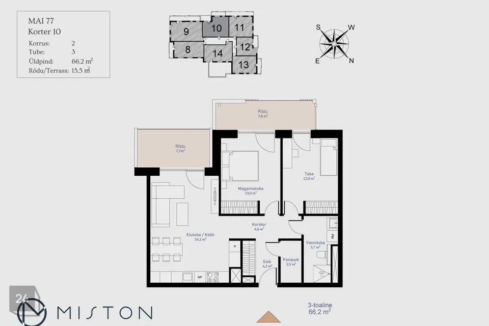 3-room apartment in Pärnu linn, Pärnu linn - photo 2