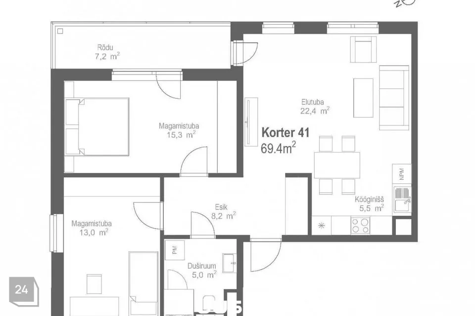 3-room apartment in Tallinn, Kesklinna linnaosa - photo 2