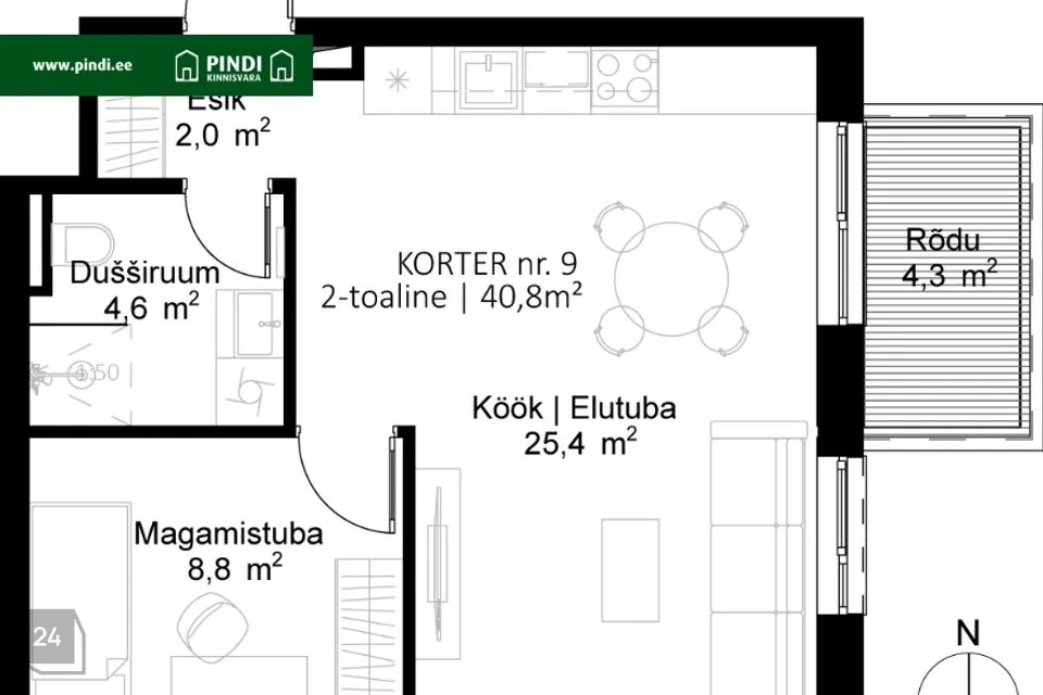 2-toaline Korter - Tartu vald, Raadi alev - foto 2