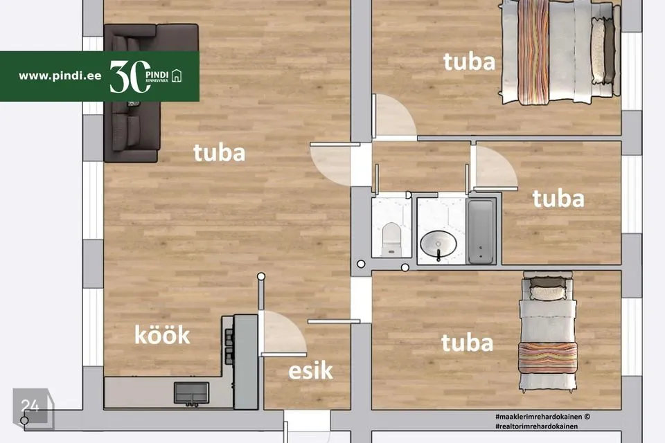 5-toaline Korter  -  Kohtla-Järve linn, Järve linnaosa - foto 3