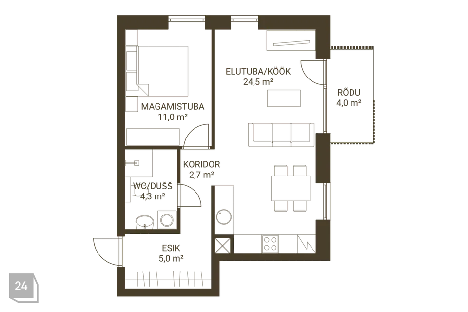 2-toaline Korter - Pärnu linn, Pärnu linn - foto 2