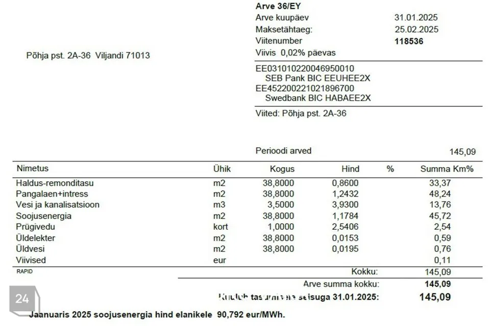 2-комнатная Квартира в Viljandi linn - фото 4