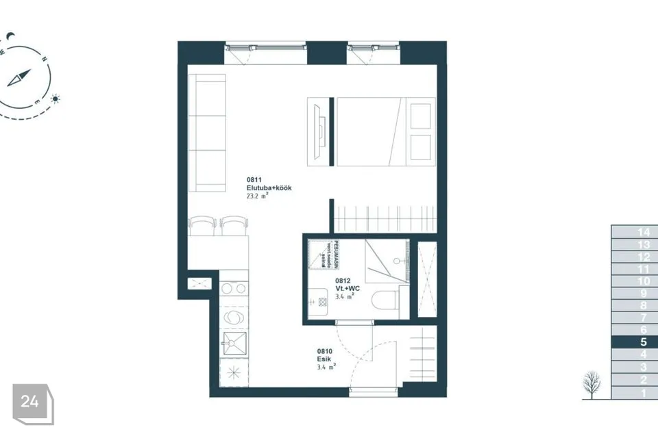 1-toaline Korter  -  Tallinn, Haabersti linnaosa - foto 2