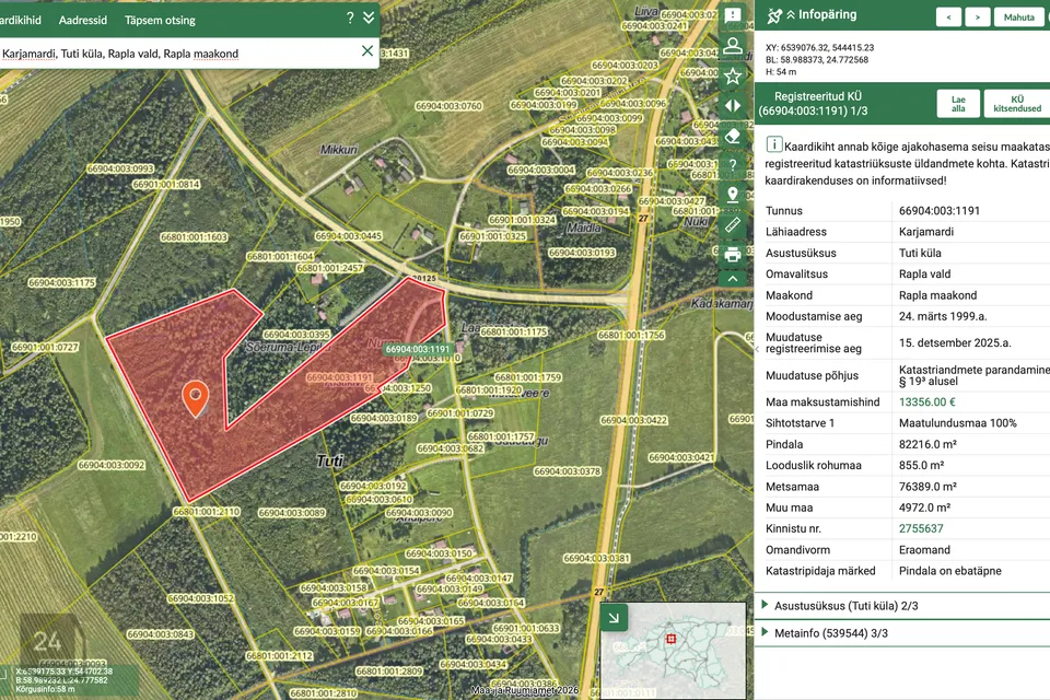 Maatulundusmaa, 82216 m² Maa  -  Rapla vald, Tuti küla - foto 5