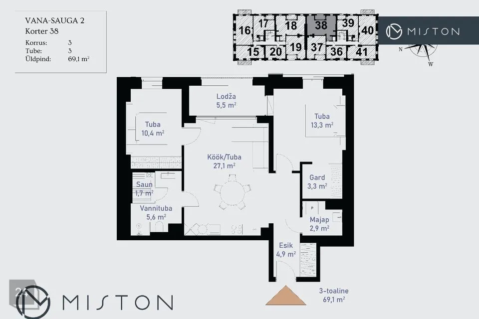 3-toaline Korter  -  Pärnu linn, Pärnu linn - foto 2