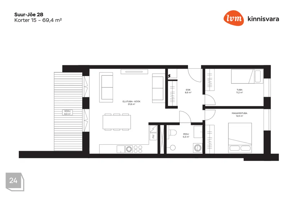 3-room apartment in Pärnu linn, Pärnu linn - photo 5