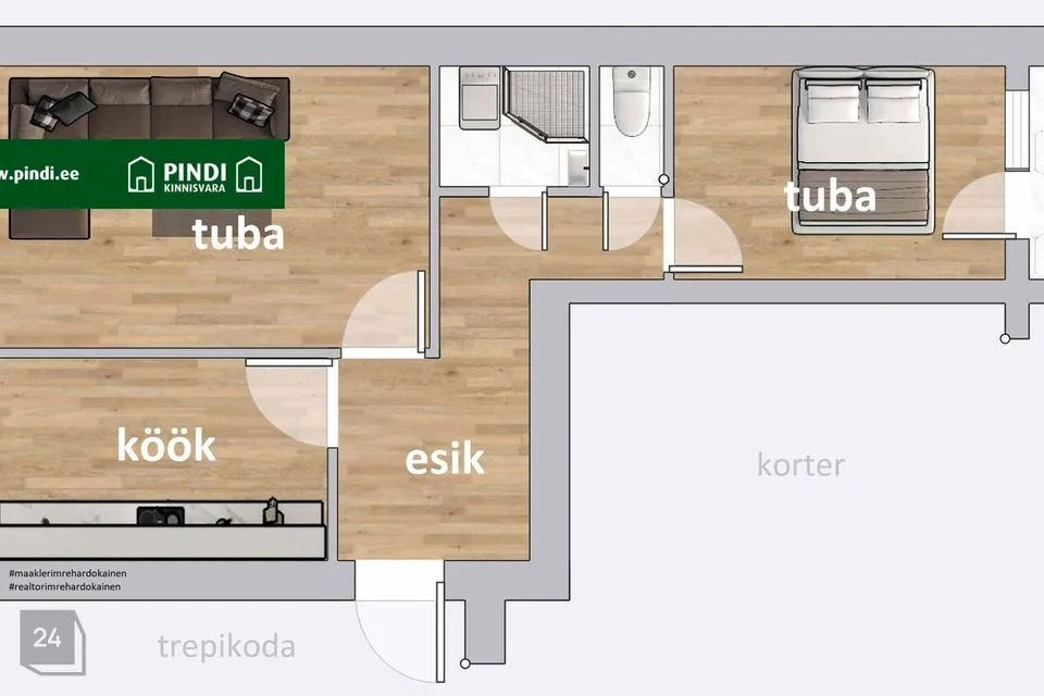 2-room apartment in Jõhvi vald, Jõhvi linn - photo 2