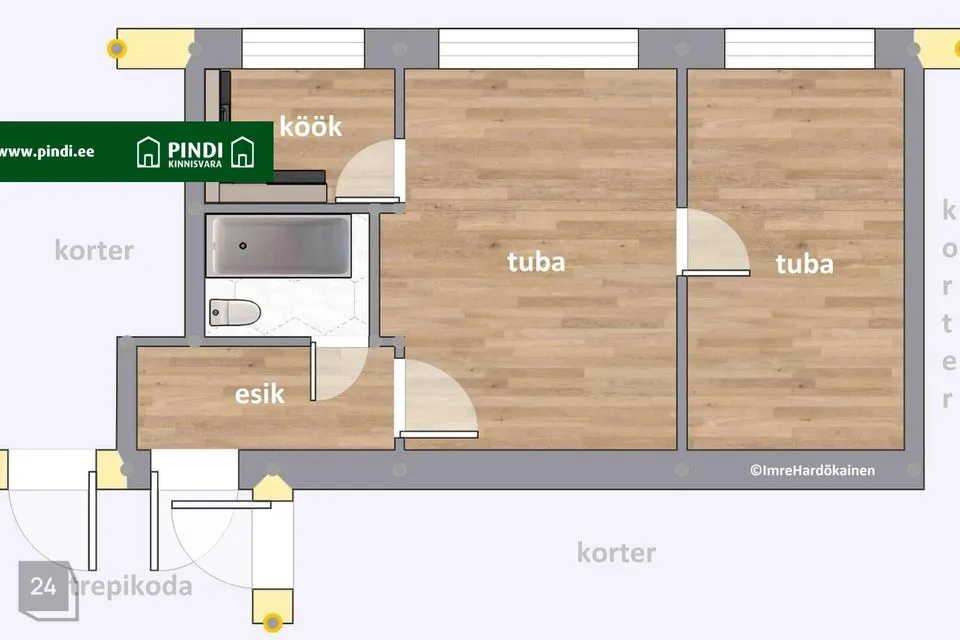 2-toaline Korter  -  Kohtla-Järve linn, Järve linnaosa - foto 2