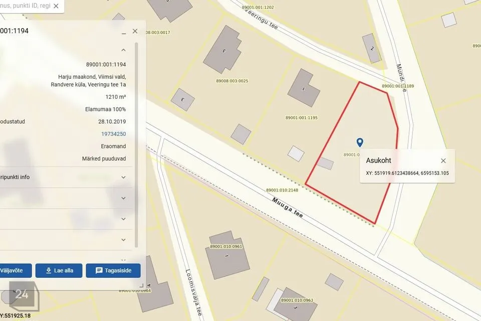 Elamumaa, 1210 m² Maa  -  Viimsi vald, Randvere küla