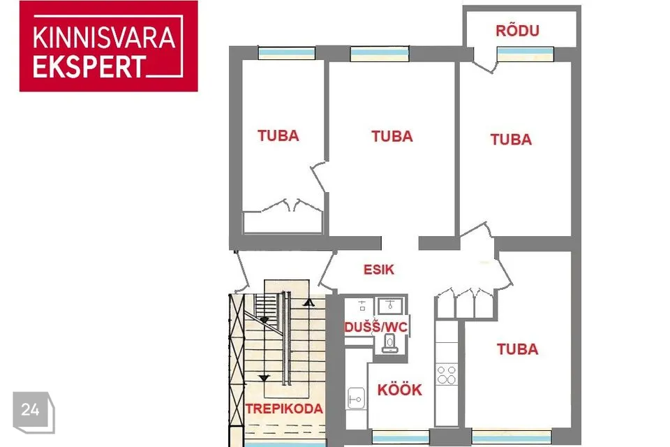 4-toaline Korter  -  Pärnu linn, Pärnu linn - foto 5