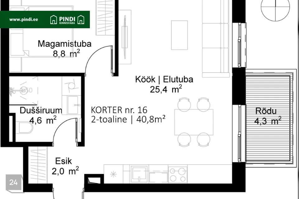 2-toaline Korter - Tartu vald, Raadi alev - foto 2