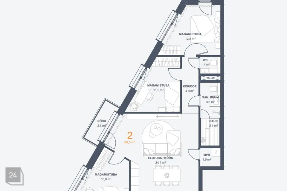 4-toaline Korter  -  Tallinn, Pirita linnaosa - foto 5