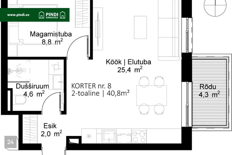 2-toaline Korter - Tartu vald, Raadi alev - foto 2
