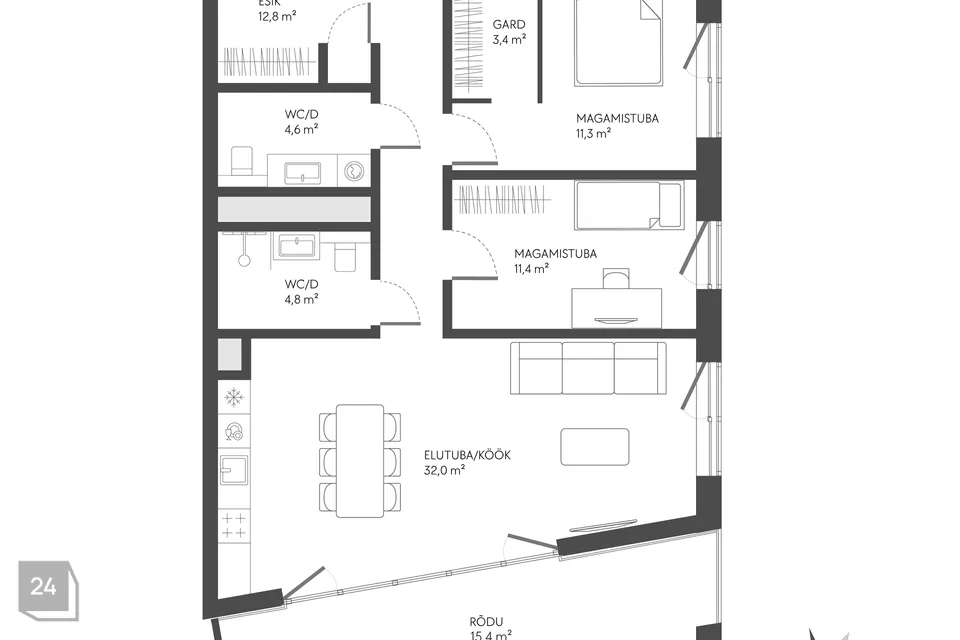 3-room apartment in Tallinn, Haabersti linnaosa