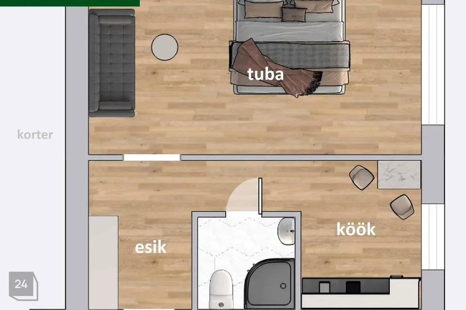 1-toaline Korter  -  Lüganuse vald, Kiviõli linn - foto 3