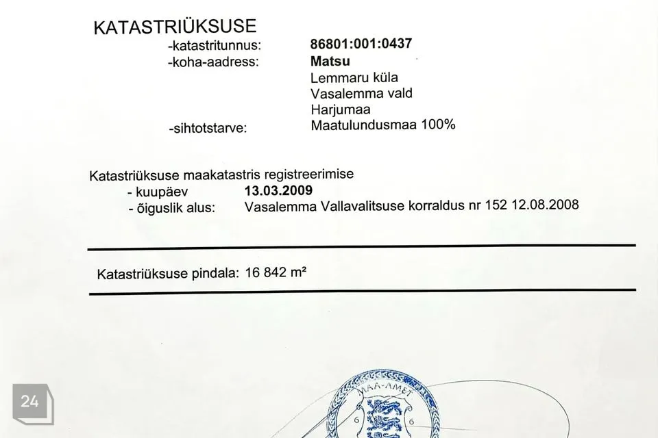 Maatulundusmaa, 16842 m² Maa  -  Lääne-Harju vald, Lemmaru küla